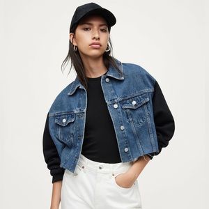 All Saints Anders Denim Contrasting Sleeve Jacket
